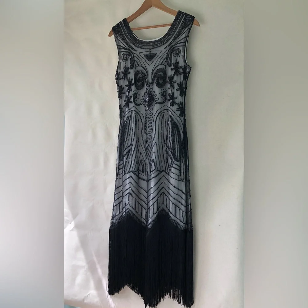 Vintage 20’s Style Fringe Dress With Beading - Picture 7 of 7